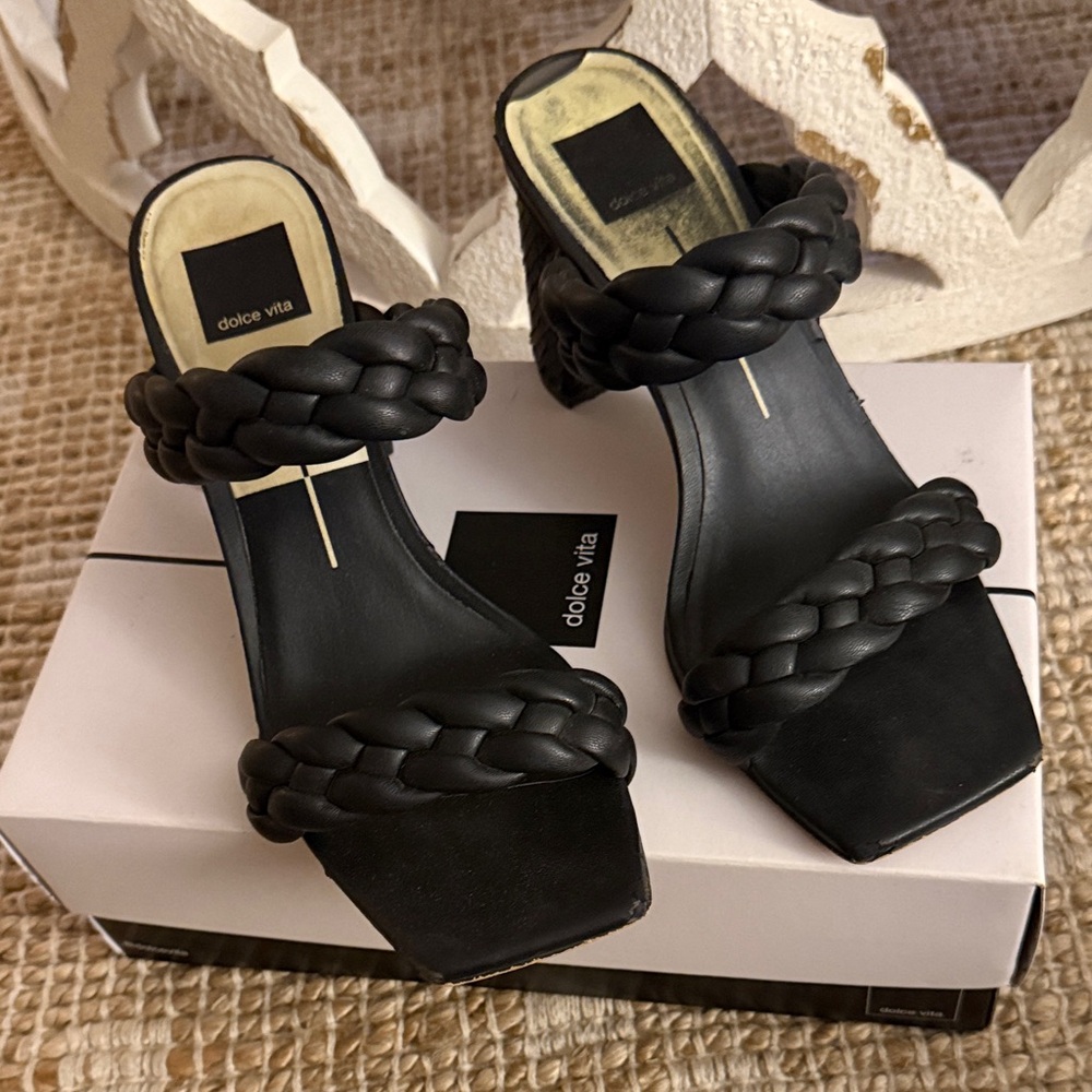 Dolce Vita Stella Black Braided Heels